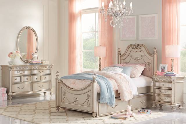 Disney Princess Fairytale Silver 5 Pc Full Poster Bedroom - Thumbnail - Image 1