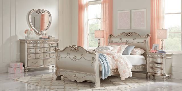 Disney Princess Fairytale Silver 5 Pc Full Sleigh Bedroom - Thumbnail - Image 2