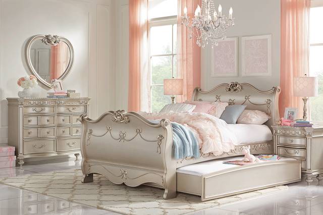 Disney Princess Fairytale Silver 5 Pc Full Sleigh Bedroom - Thumbnail - Image 1