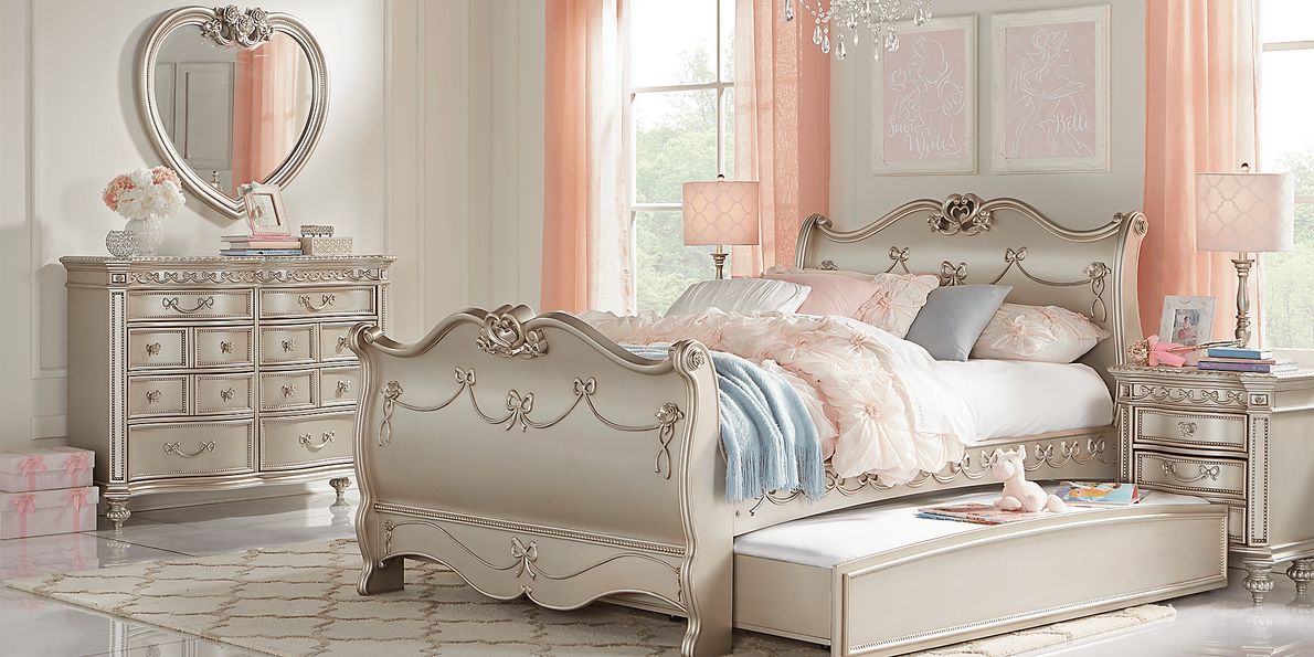 Disney Princess Fairytale Silver 5 Pc Full Sleigh Bedroom