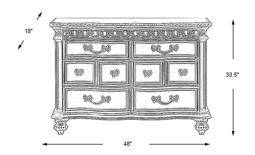 Disney Princess Fairytale Silver 6 Drawer Dresser