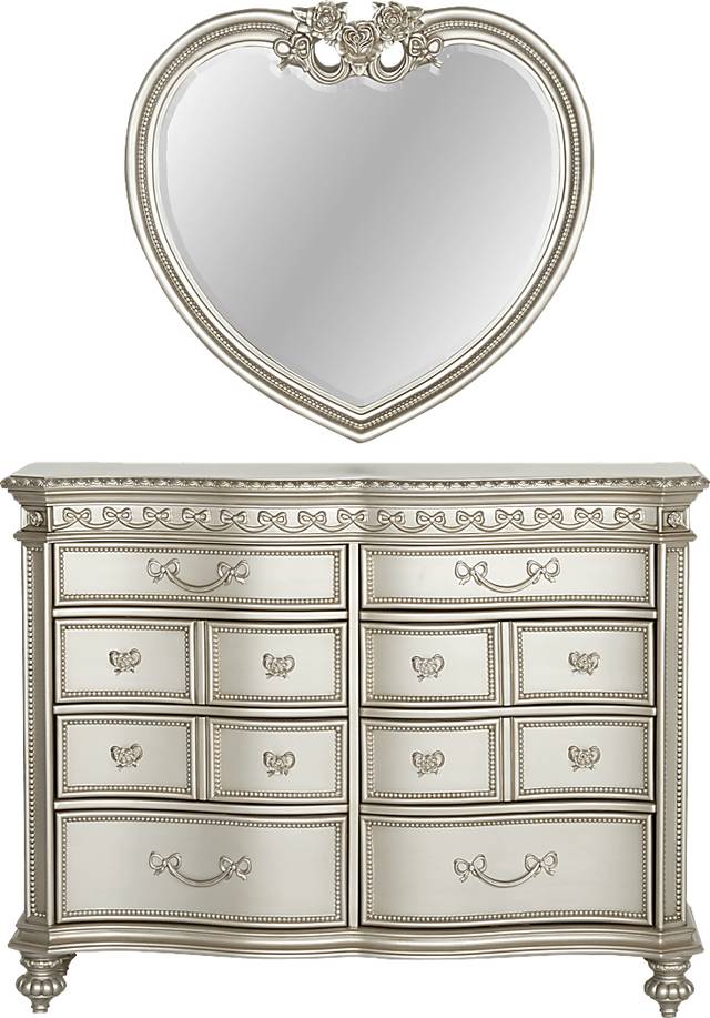 Disney Princess Fairytale Silver 8 Drawer Dresser & Heart Mirror Set - Thumbnail - Image 1