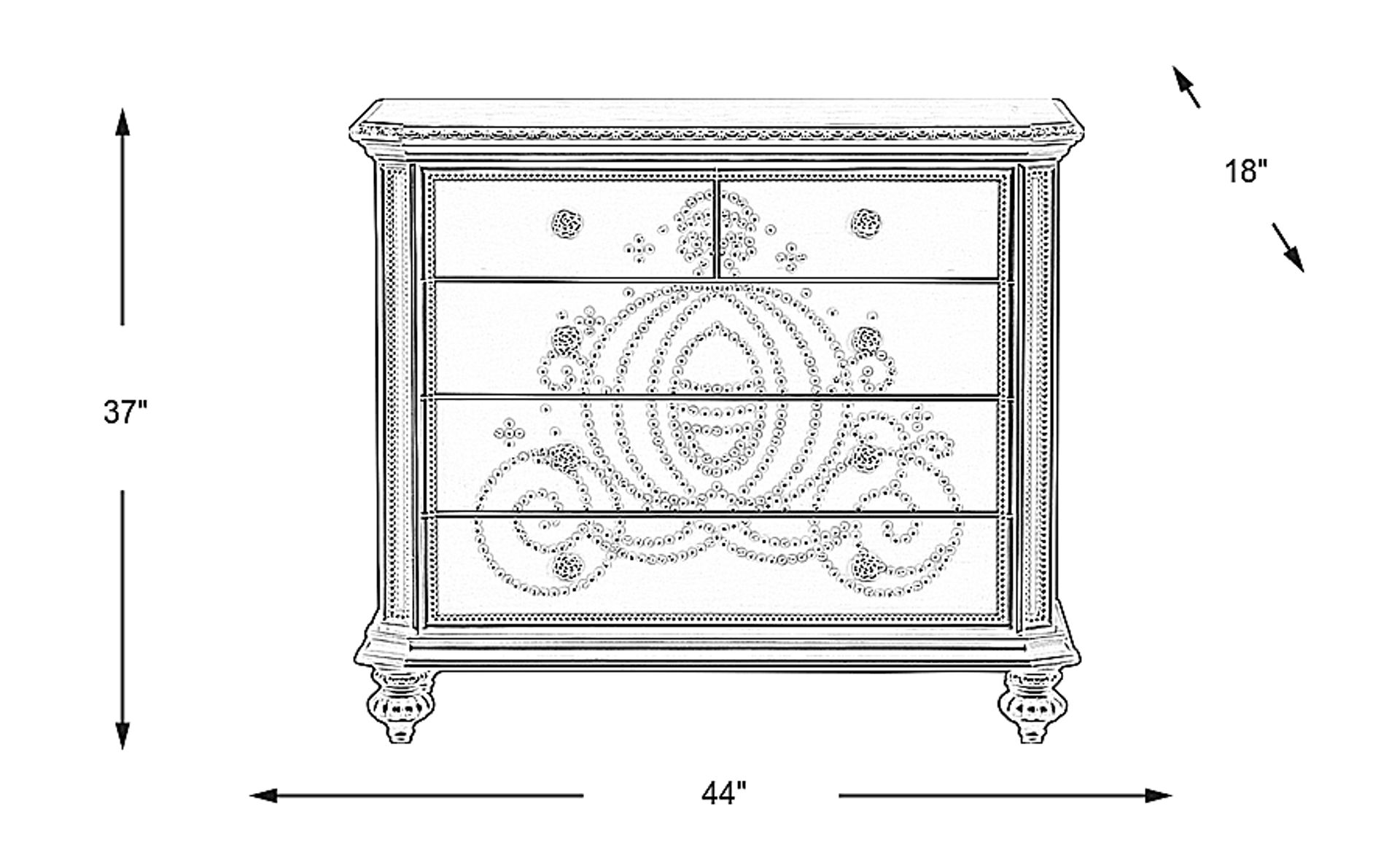 Dimension Image. Please refer to the Dimension Tab on this page for dimension details.