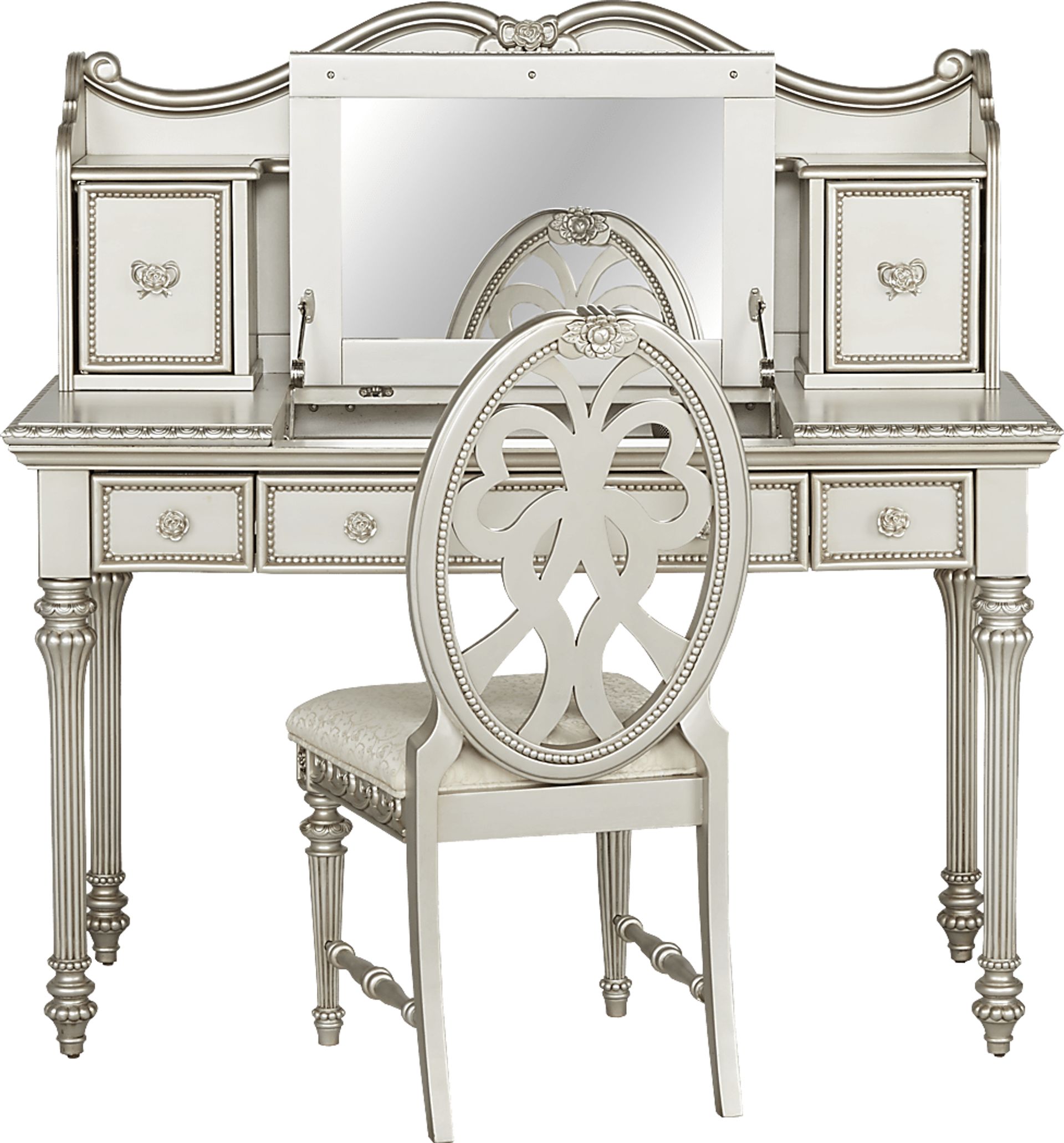 Disney Princess Fairytale Silver Vanity Desk with Hutch and Chair - Image 2