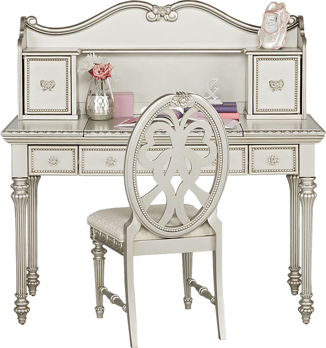 Disney Princess Fairytale Silver Gray Desk & Chair Rooms To Go