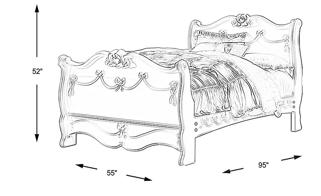 Disney Princess Fairytale White 3 Pc Full Sleigh Bed