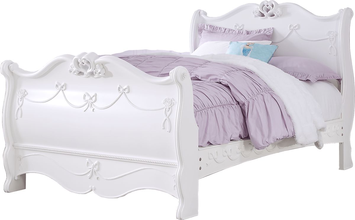Disney Princess Fairytale White Colors,White 3 Pc Twin Sleigh Bed