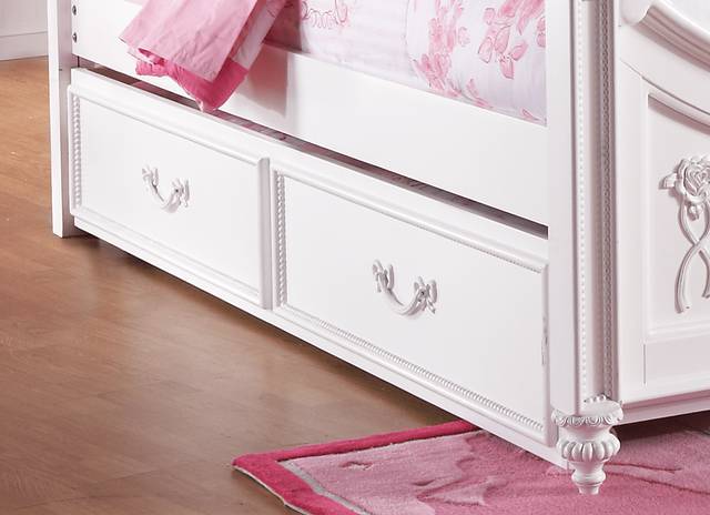 Disney Princess Fairytale White 4 Pc Twin Poster Bed with Twin Storage Trundle - Thumbnail - Image 2
