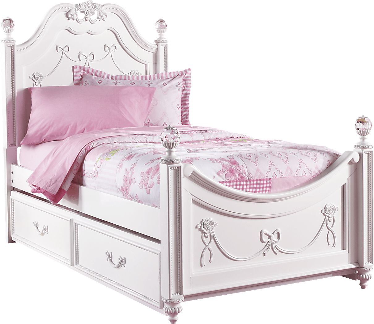 Disney Princess Fairytale White 4 Pc Twin Poster Bed with Twin Storage ...