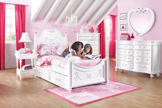 Disney Princess Fairytale White 5 Pc Full Poster Bedroom - Thumbnail - Image 1