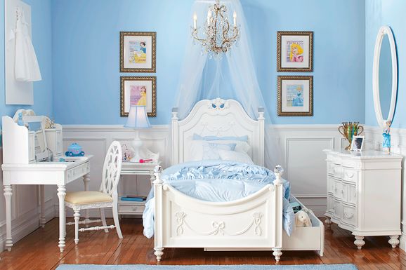 Disney Princess Fairytale White 5 Pc Full Poster Bedroom