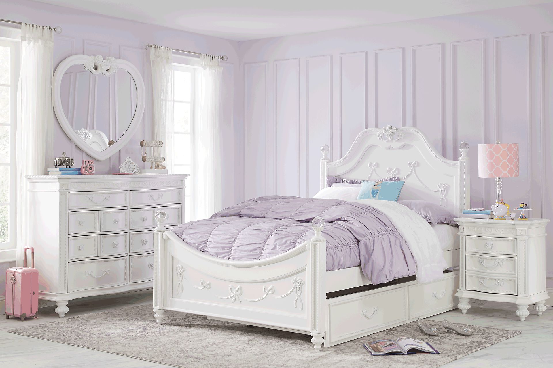 Disney Princess Fairytale White 5 Pc Full Poster Bedroom - Image 1