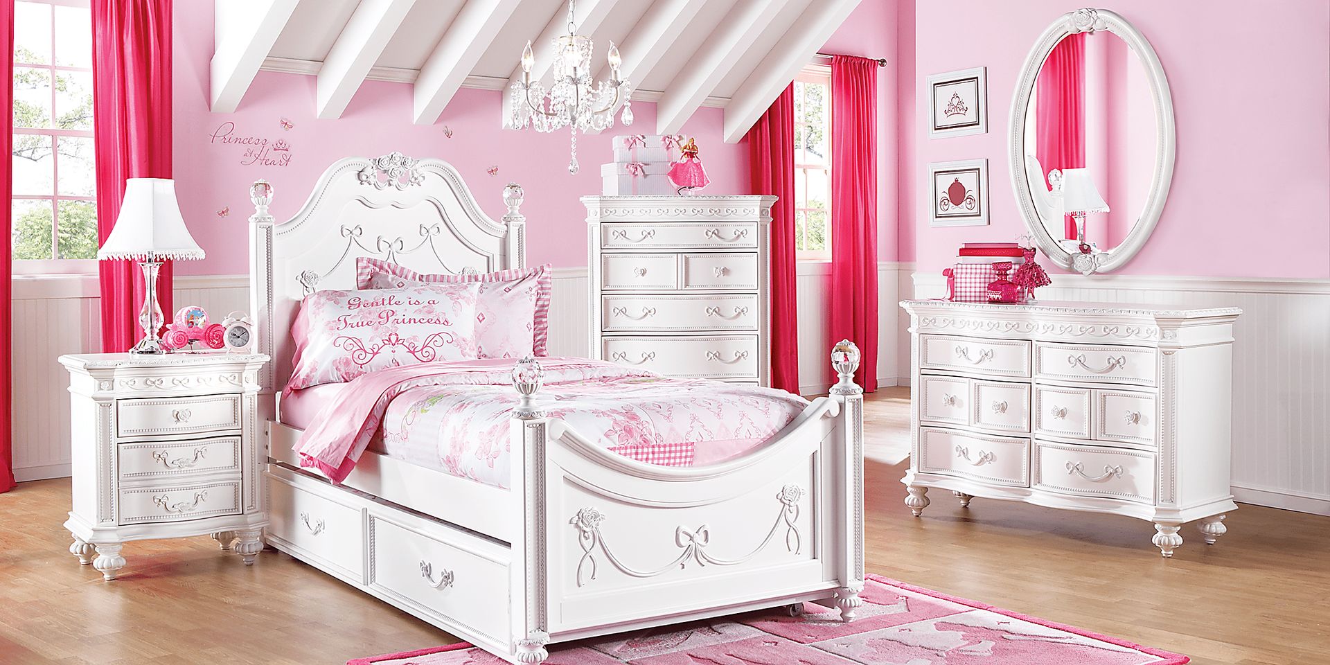 Disney Princess Fairytale White 5 Pc Twin Poster Bedroom - Image 2