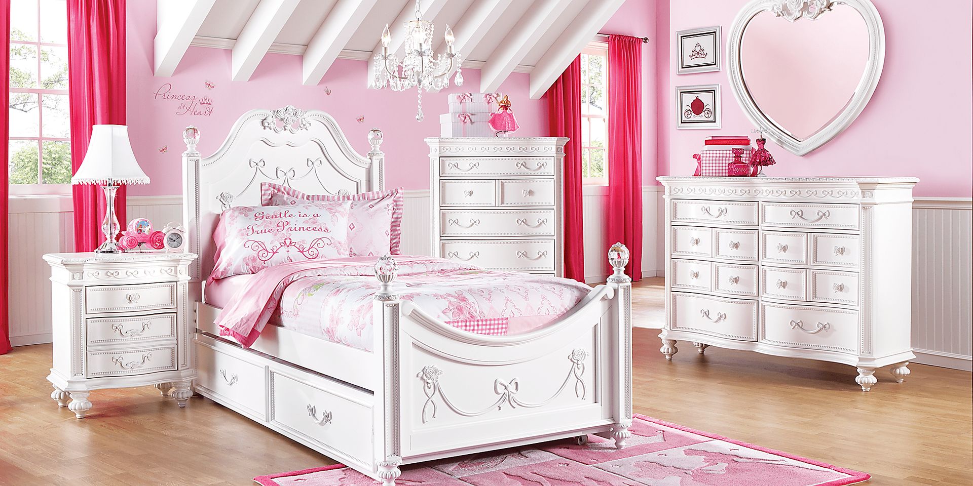 Disney Princess Fairytale White 5 Pc Twin Poster Bedroom - Image 2