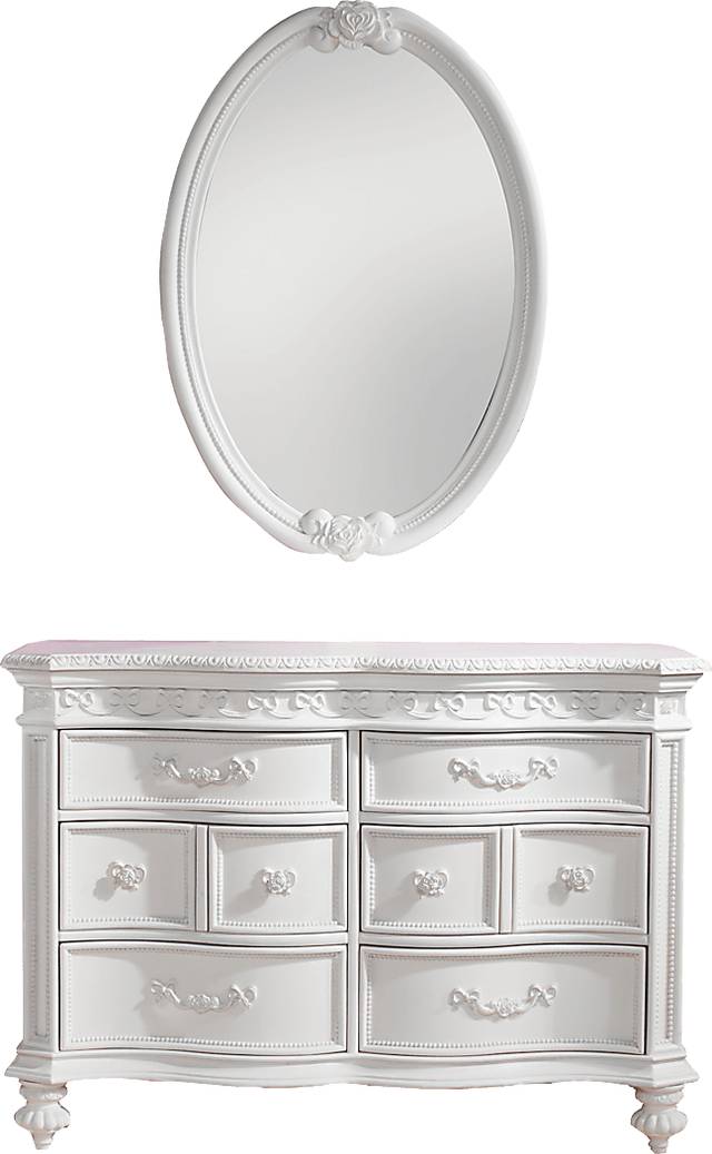 Disney Princess Fairytale White 6 Drawer Dresser & Oval Mirror Set - Thumbnail - Image 1