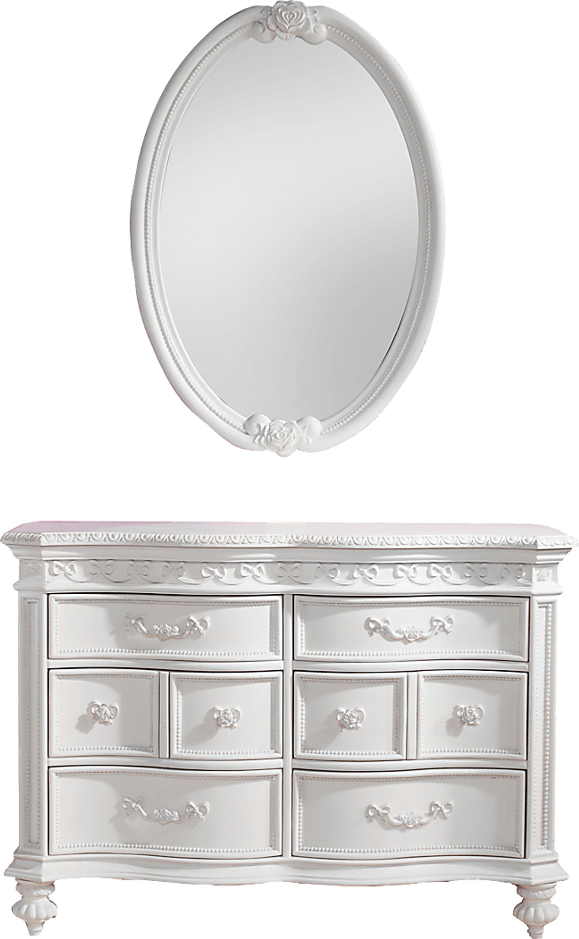 Disney Princess Fairytale White 6 Drawer Dresser with Oval Mirror - Image 1