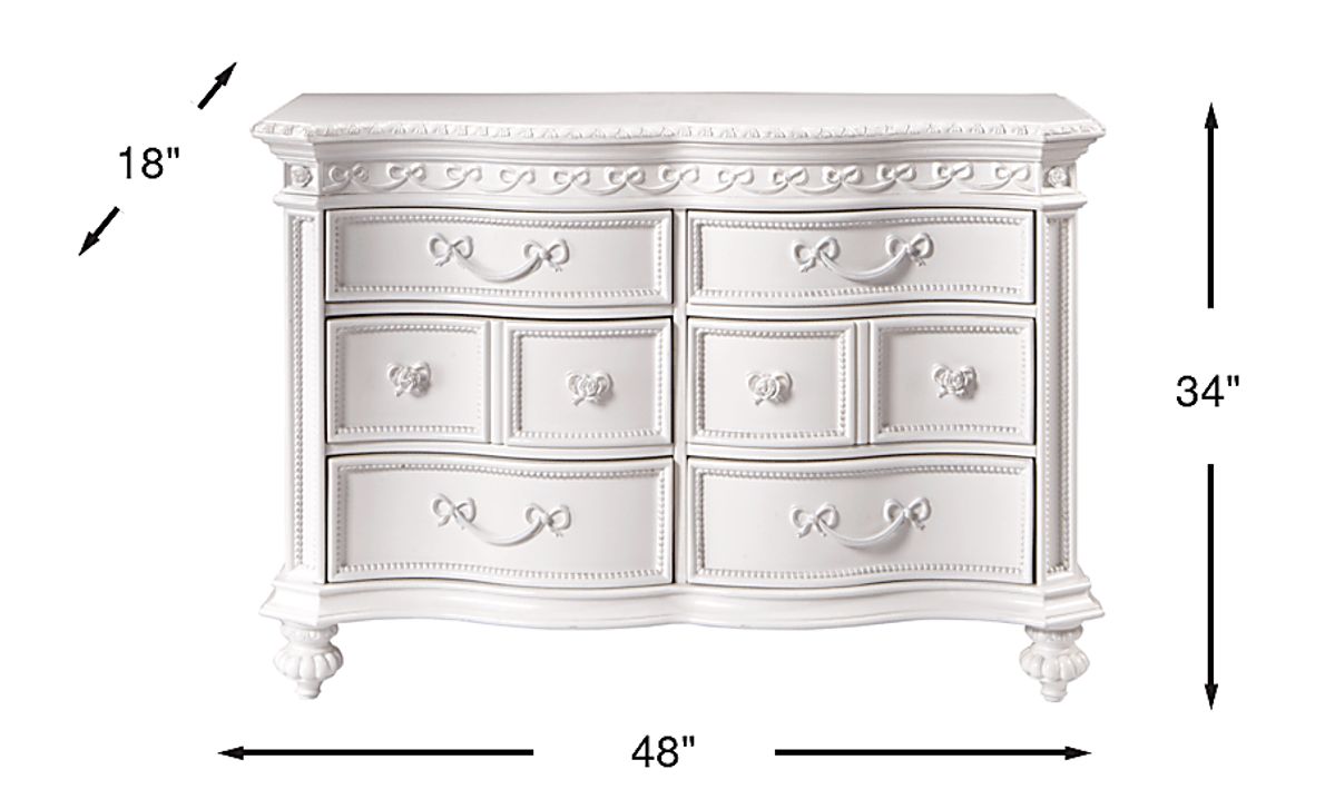 Disney Princess Fairytale White 6 Drawer Dresser Rooms To Go