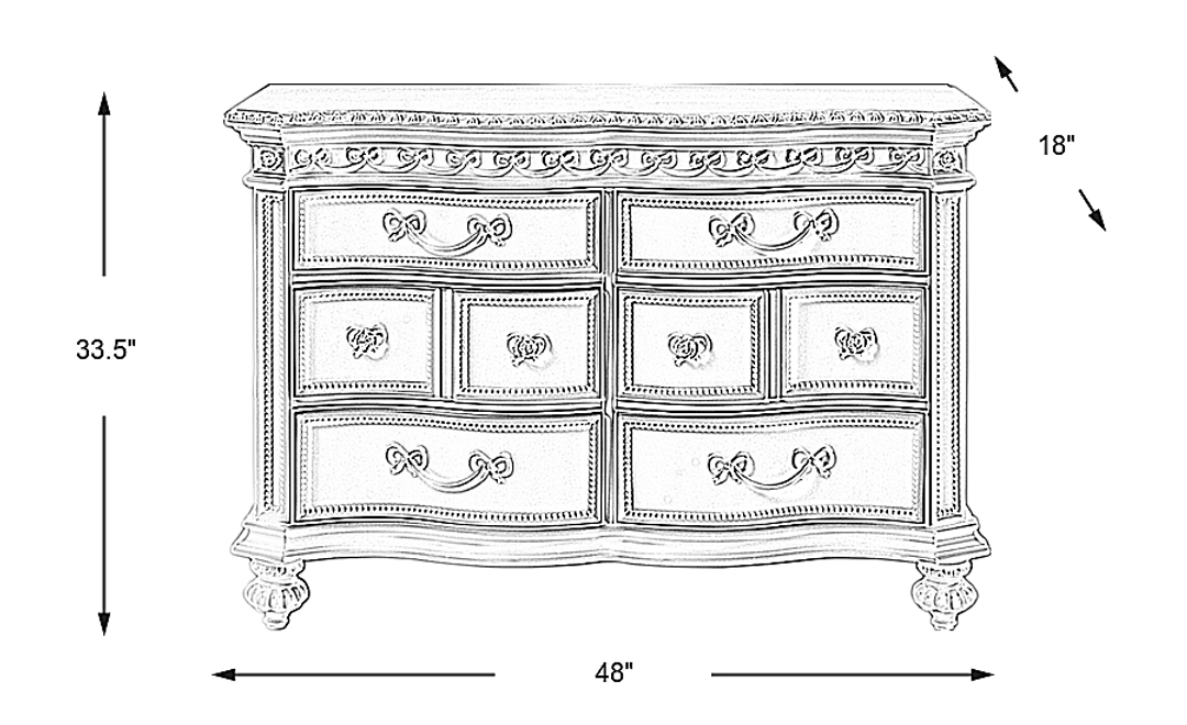 Disney Princess Fairytale White 6 Drawer Dresser