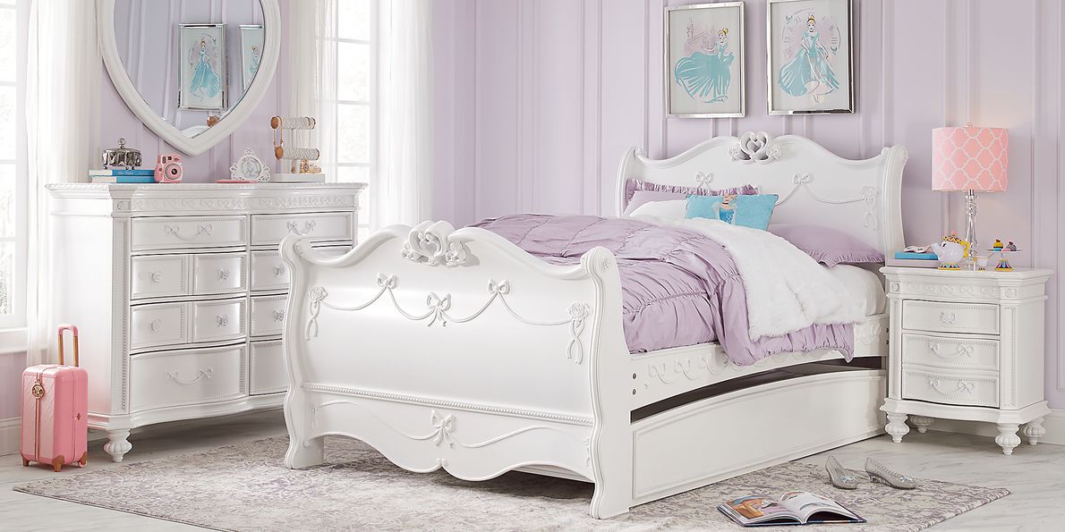 Disney Princess Dreamer 6 Pc White Colors,White Full Bedroom Set With  Mirror, Dresser, 4 Pc Full Canopy Bed - Rooms To Go