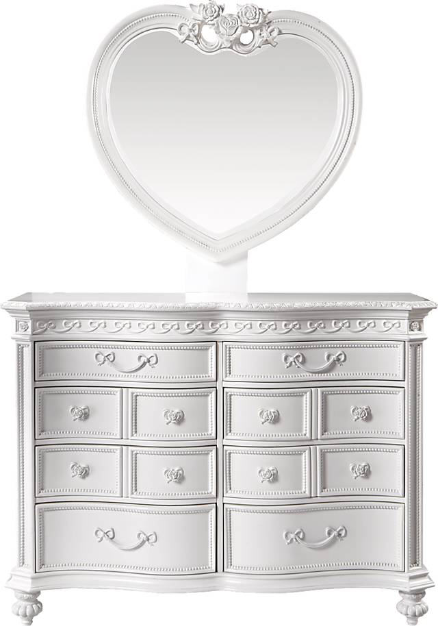 Disney Princess Fairytale White 8 Drawer Dresser & Heart Mirror Set - Thumbnail - Image 1