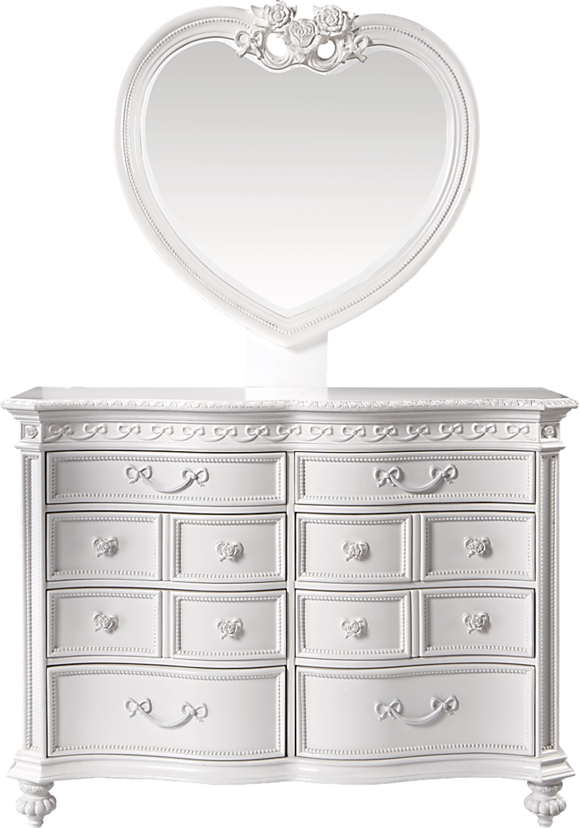 Disney Princess Fairytale 2 Pc White Colors,White 8 Drawer Dresser & Heart  Mirror Set | Rooms to Go