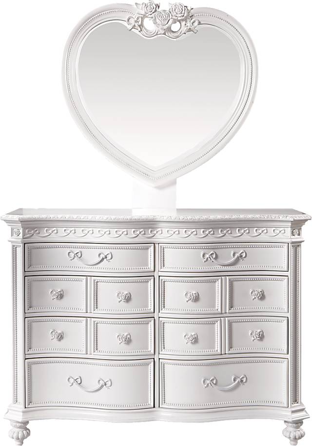 Disney Princess Fairytale White 8 Drawer Dresser with Heart Mirror - Thumbnail - Image 1