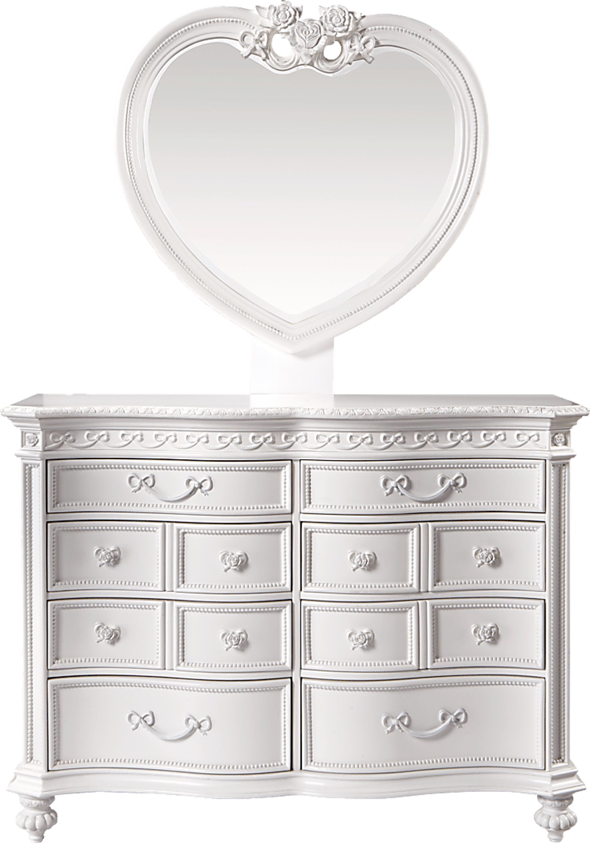 Disney Princess Fairytale White 8 Drawer Dresser with Heart Mirror - Image 1