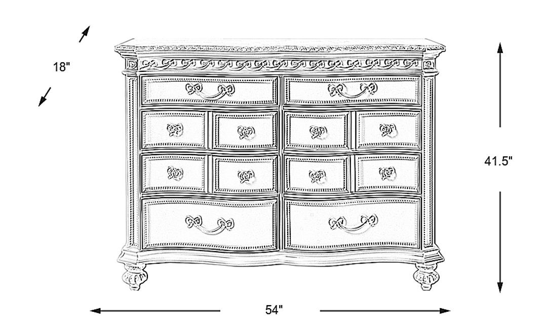 Disney Princess Fairytale White 8 Drawer Dresser