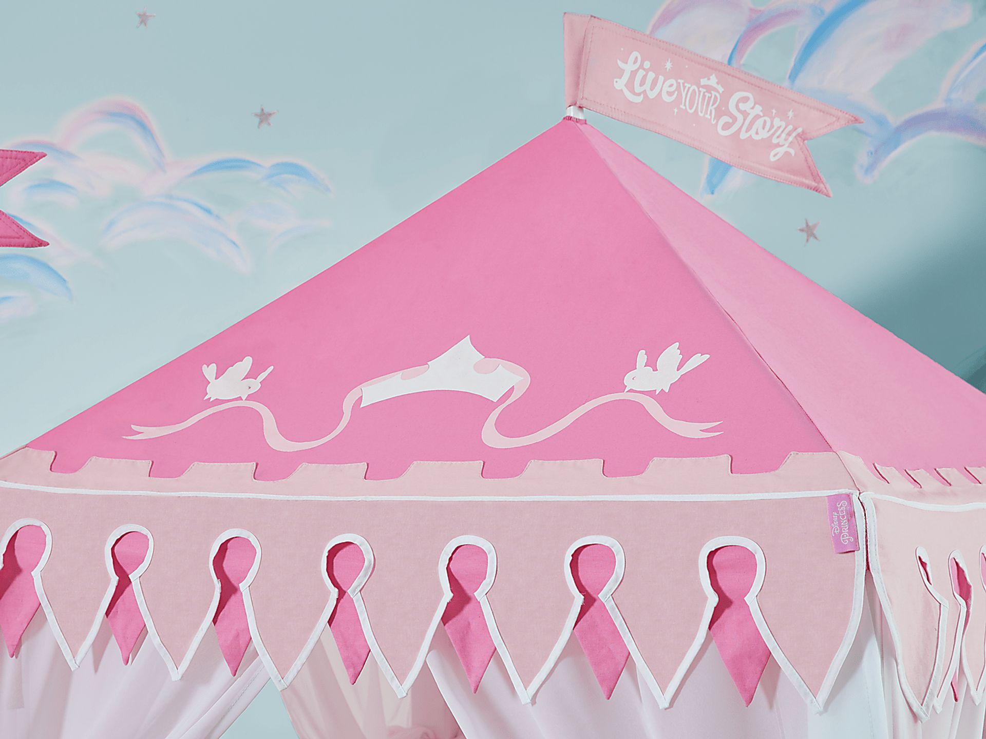 Disney Princess Fairytale White Twin Step Loft Bed with Slide and Tower - Image 8
