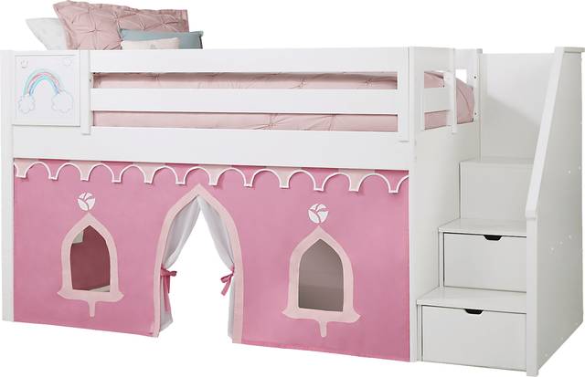 Disney Princess Fairytale White Step Loft Bed with Whiteboard - Thumbnail - Image 1