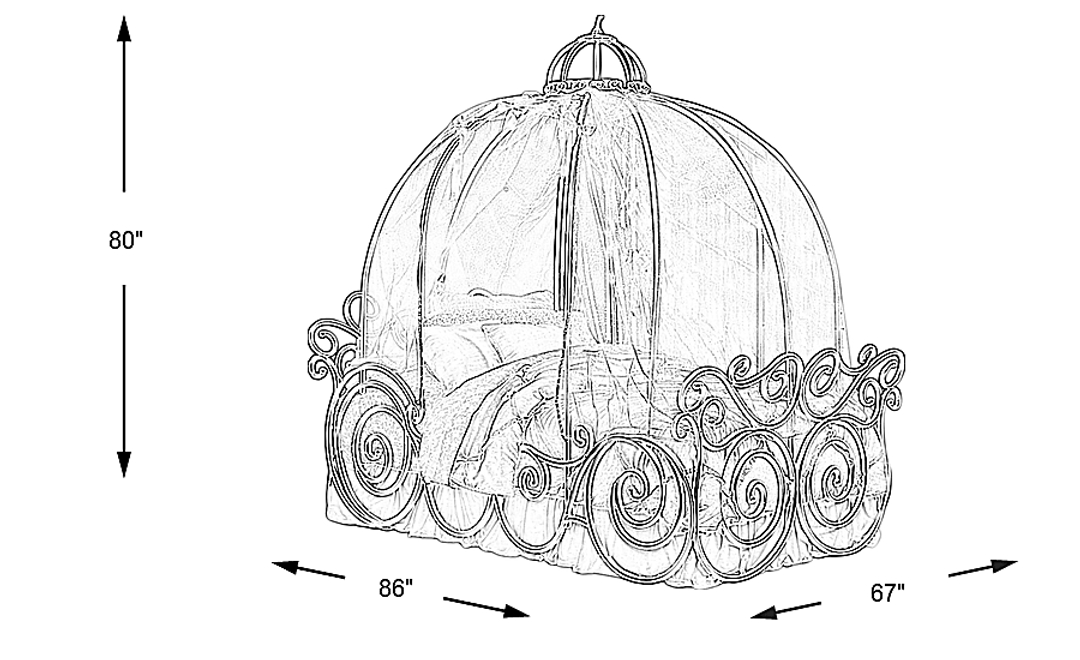 Disney Princess Fairytale Metal 5 Pc Full Carriage Bed
