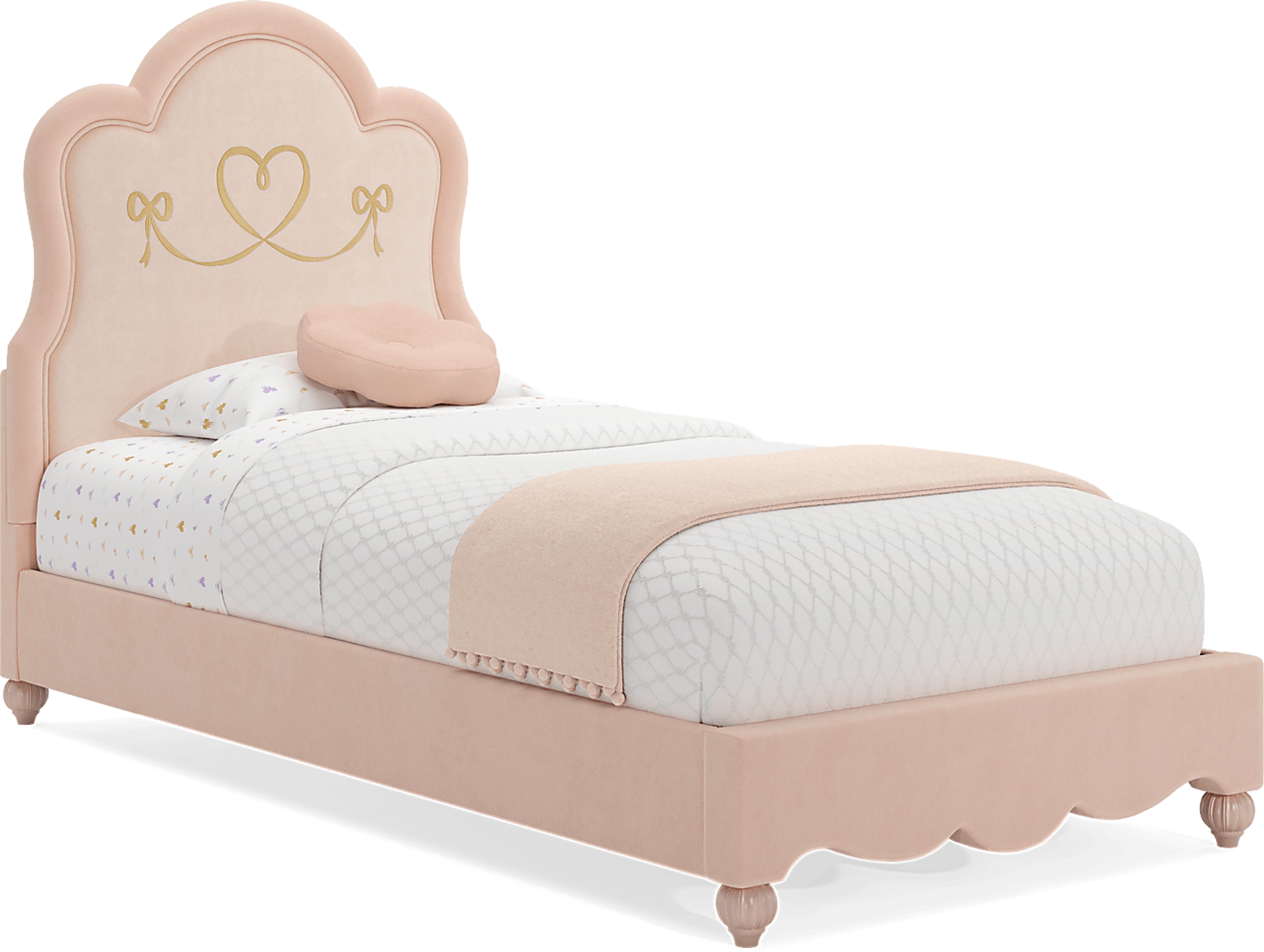 pink twin upholstered bed