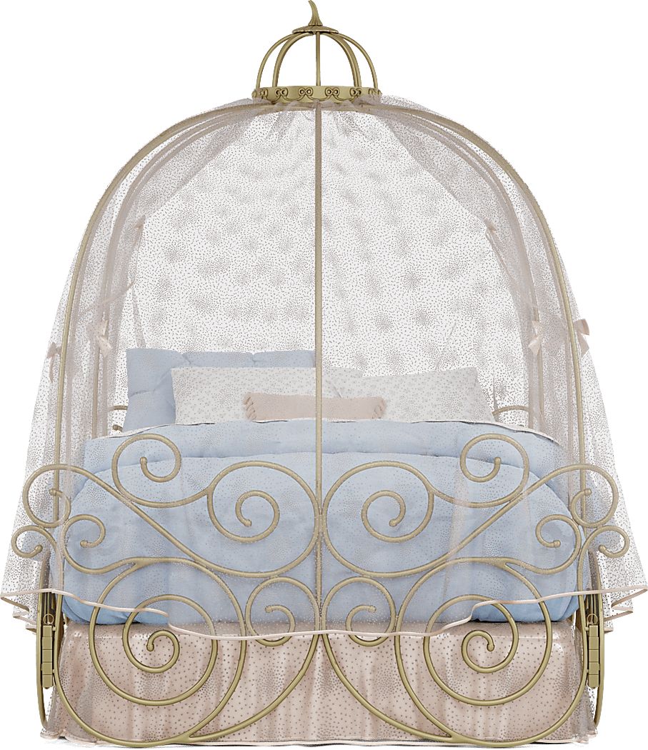 Disney Princess Royal Gold Full Carriage Bed with Pink Canopy and Bed Skirt - Thumbnail 2