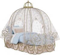 Carriage Bed w/ Pink Fabric & Bed Skirt