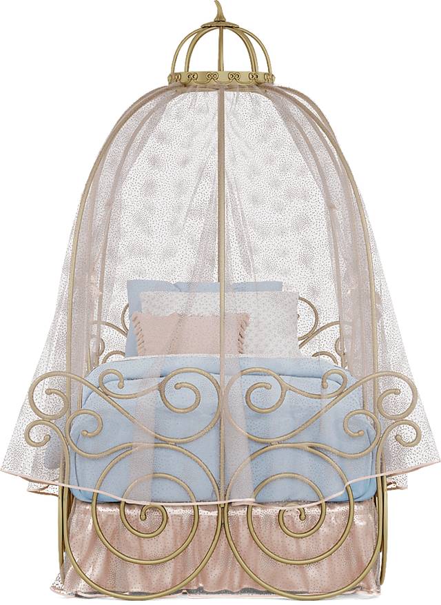 Disney Princess Royal Gold Twin Carriage Bed with Pink Canopy and Bed Skirt - Thumbnail - Image 2