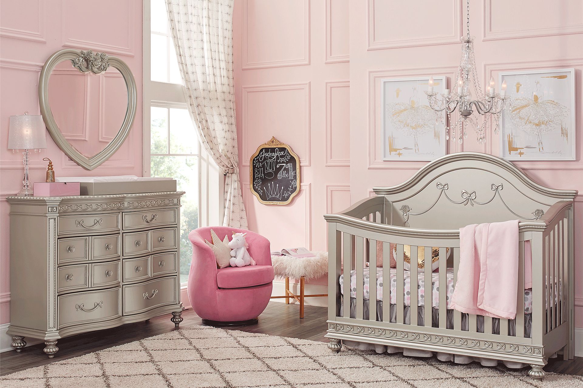 Disney Princess Fairytale Silver 4 Pc Nursery - Image 1