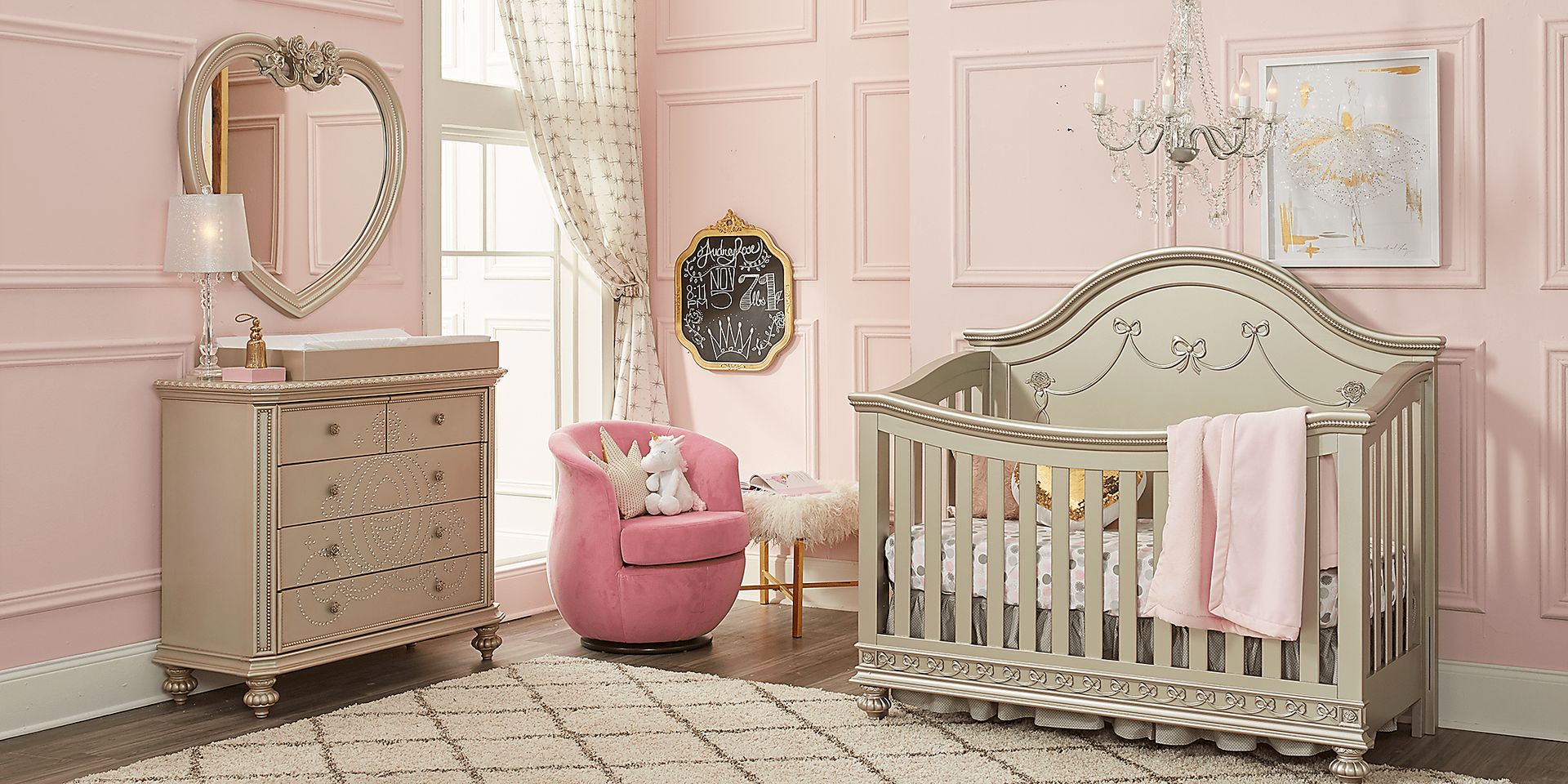 Disney Princess Silver 4 Pc Nursery - Image 1