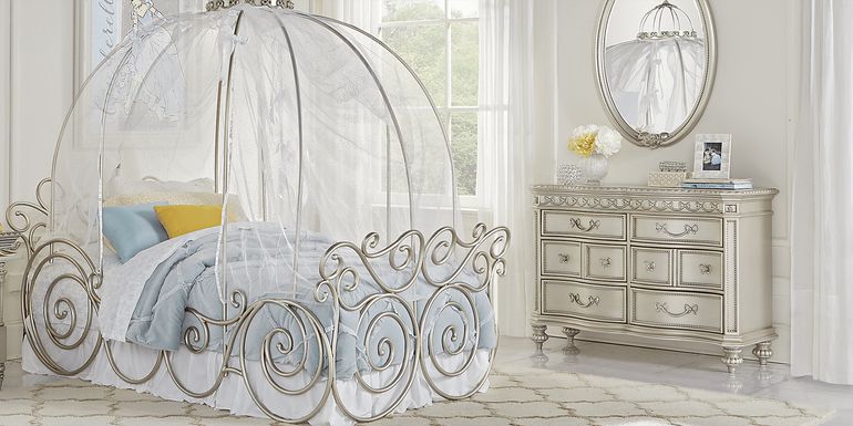 Disney Princess Fairytale Silver 6 Pc Twin Carriage Bedroom