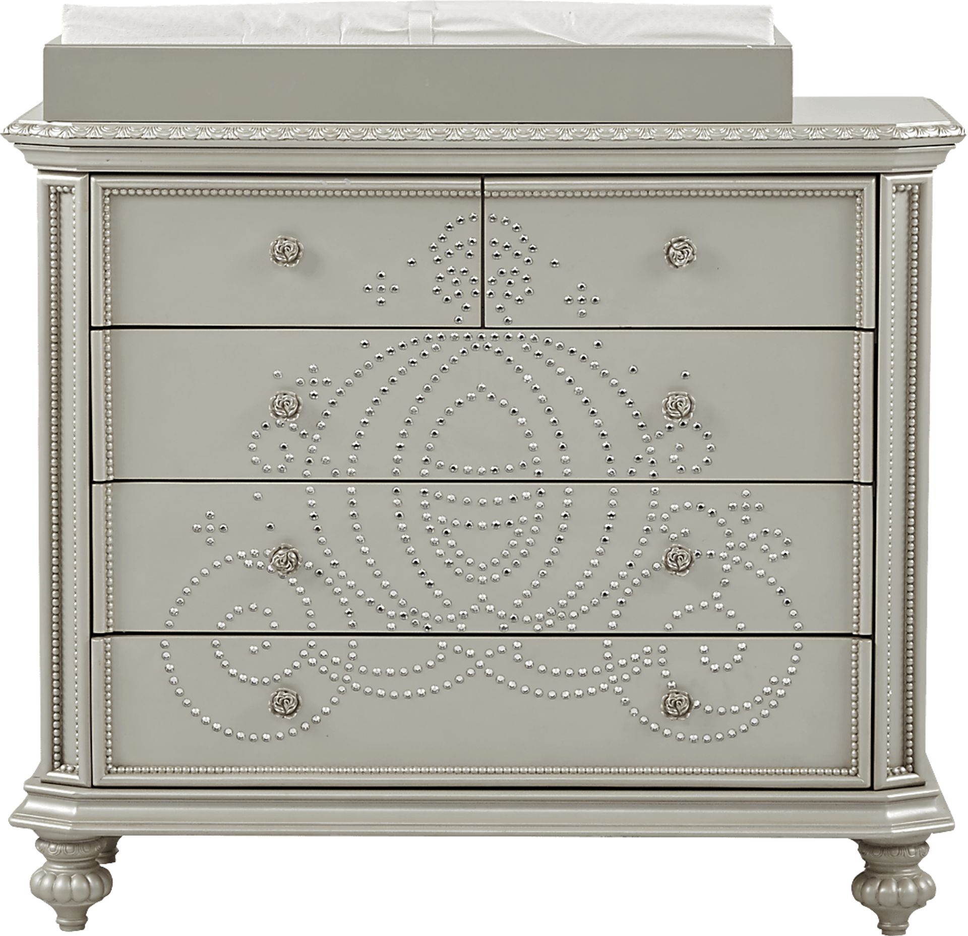 Disney Princess Fairytale Silver Jeweled Carriage Cabinet with Changing Topper and Pad - Image 1