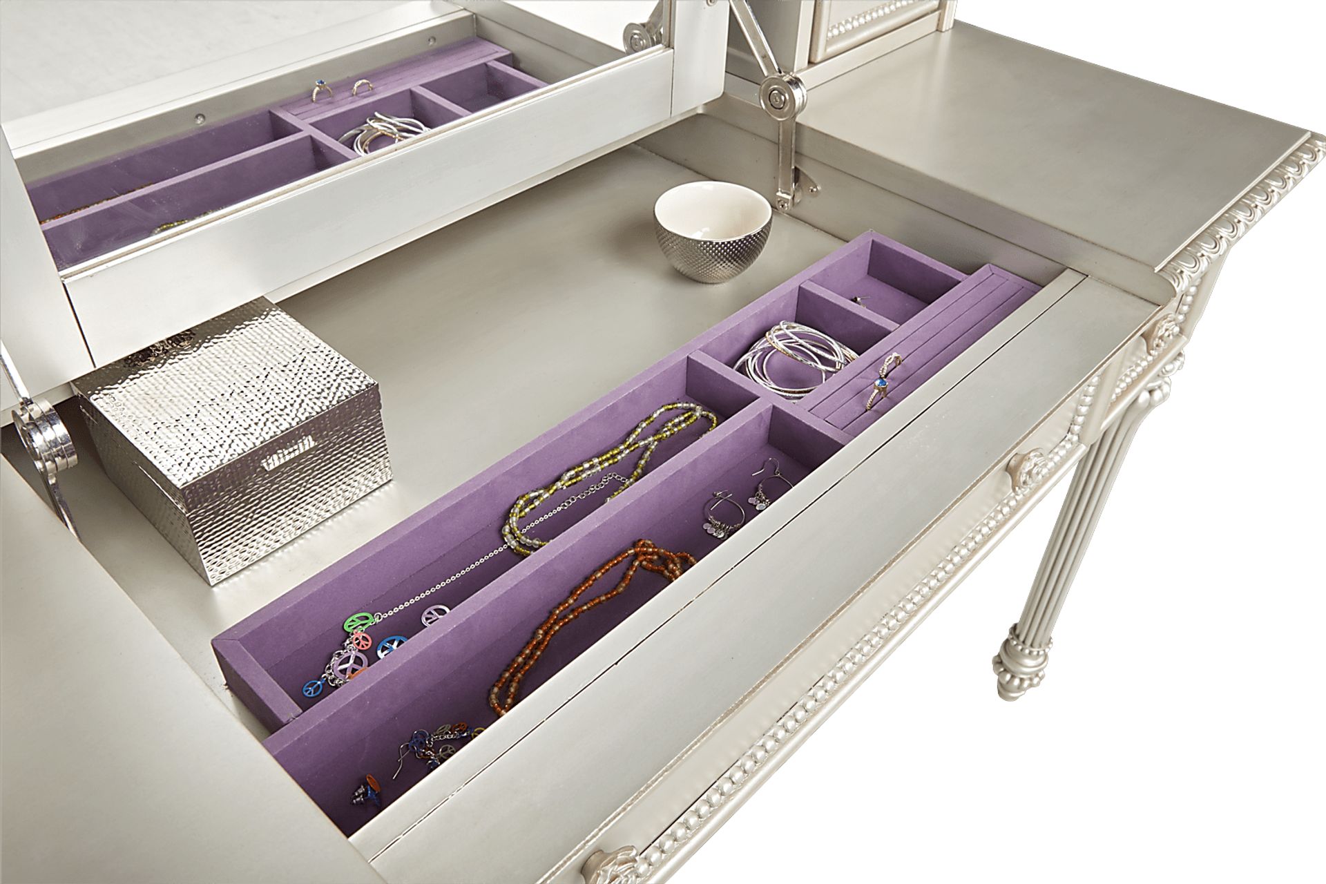 Disney Princess Fairytale Silver Vanity Desk with Hutch - Image 2