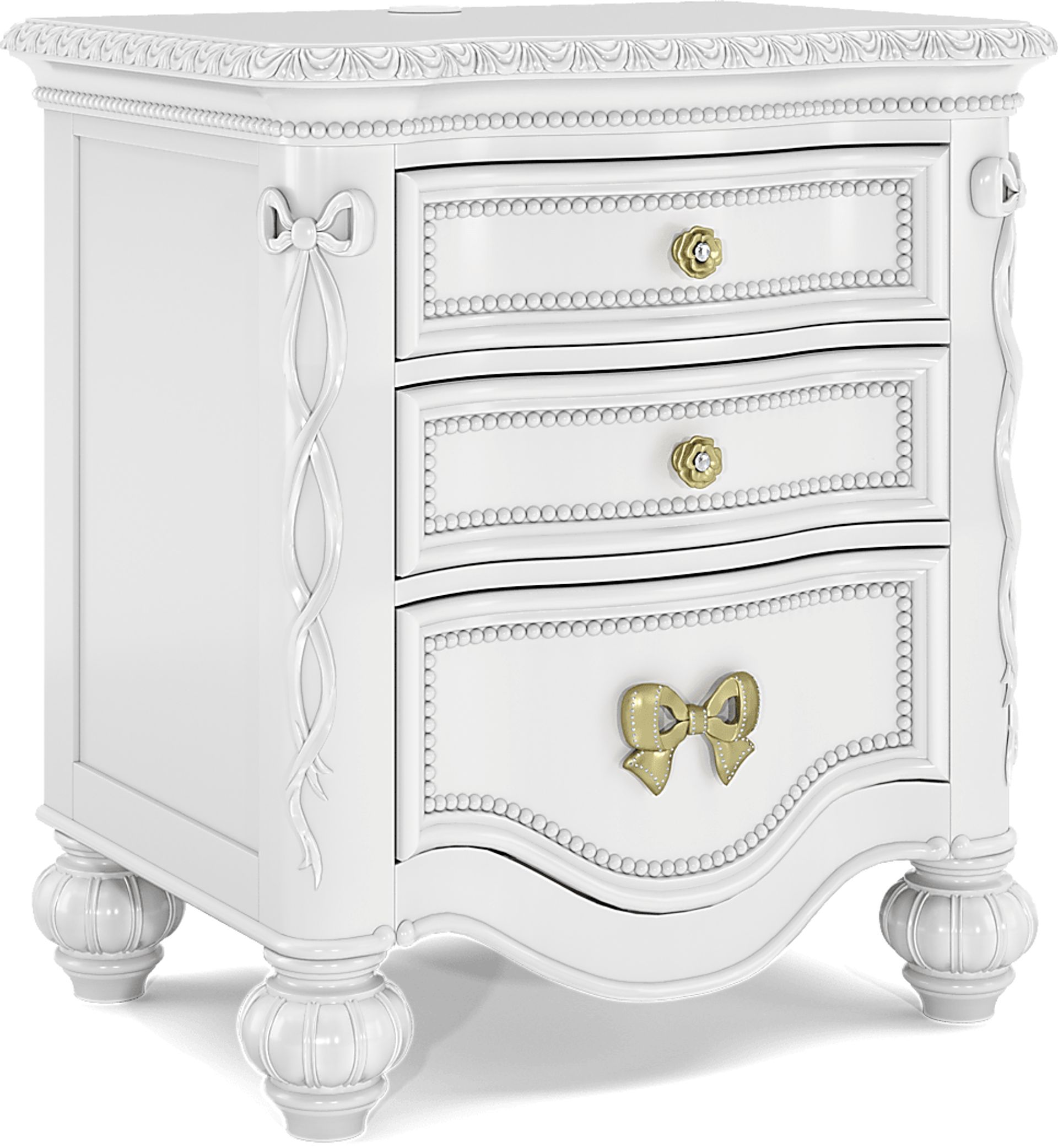 Disney Princess Sparkle White 3 Drawer Nightstand - Image 2