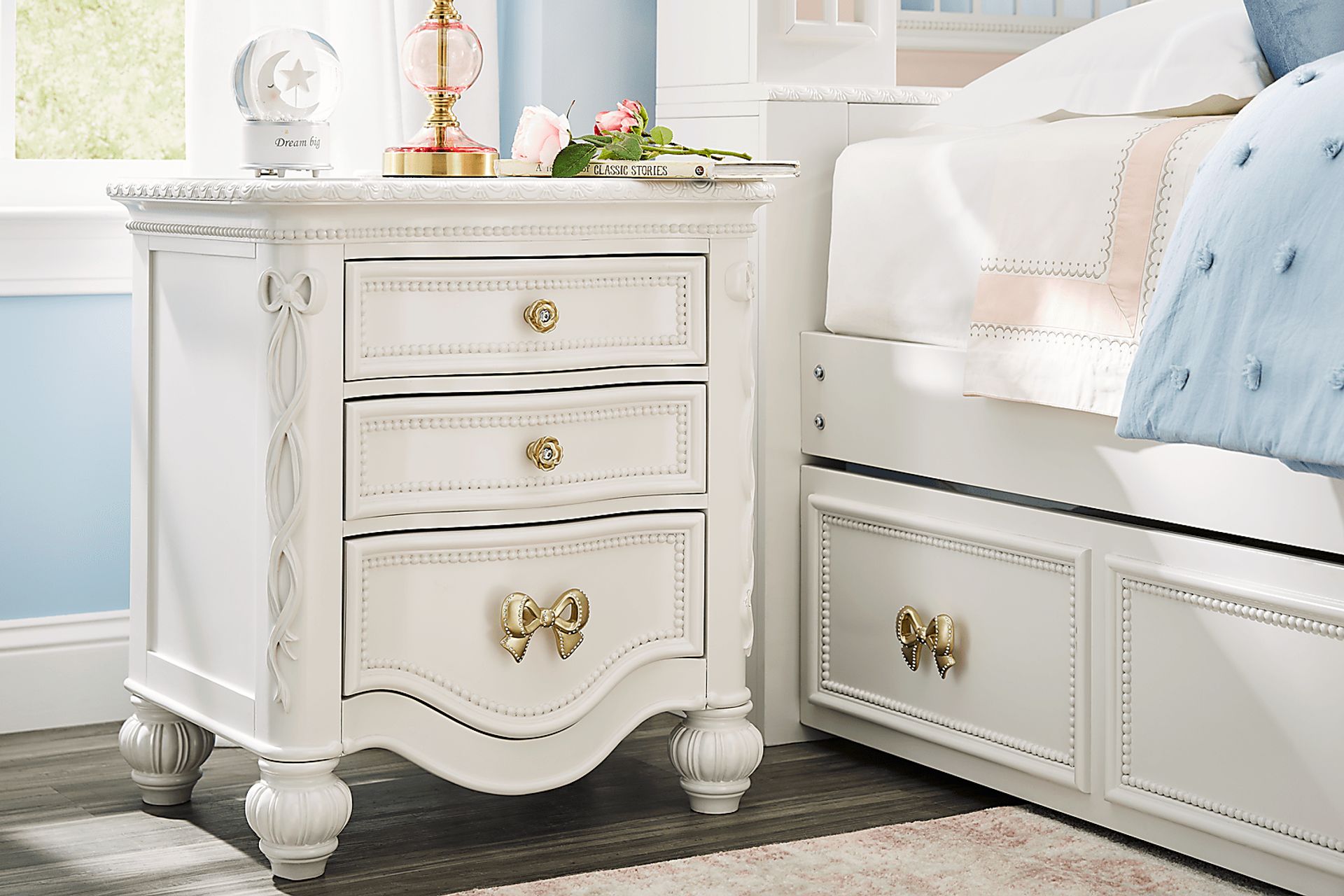 Disney Princess Sparkle White 3 Drawer Nightstand - Image 3