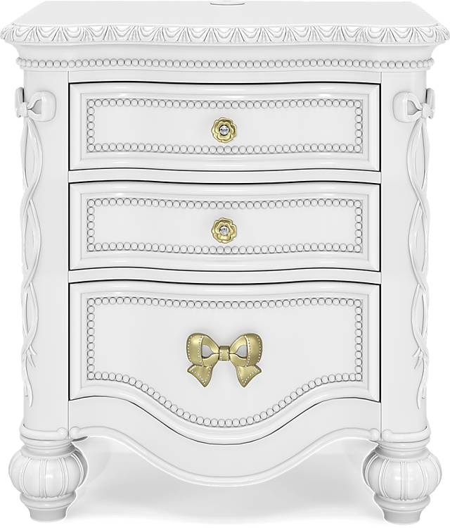 Disney Princess Sparkle White 3 Drawer Nightstand - Thumbnail - Image 1