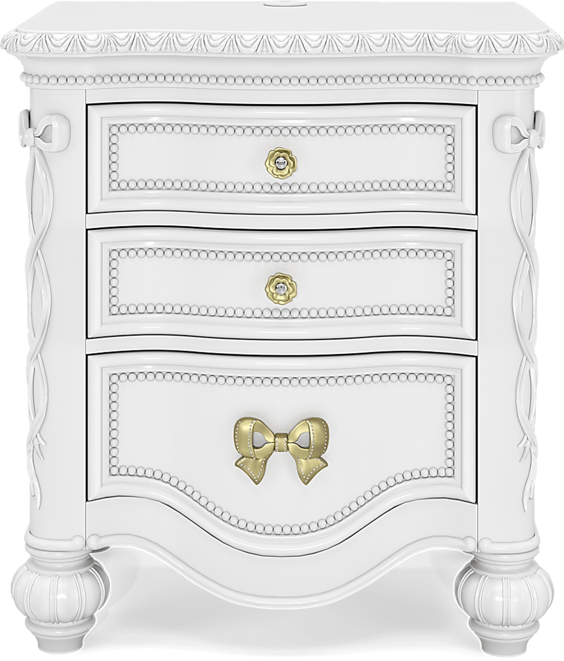 Disney Princess Sparkle White 3 Drawer Nightstand - Image 1