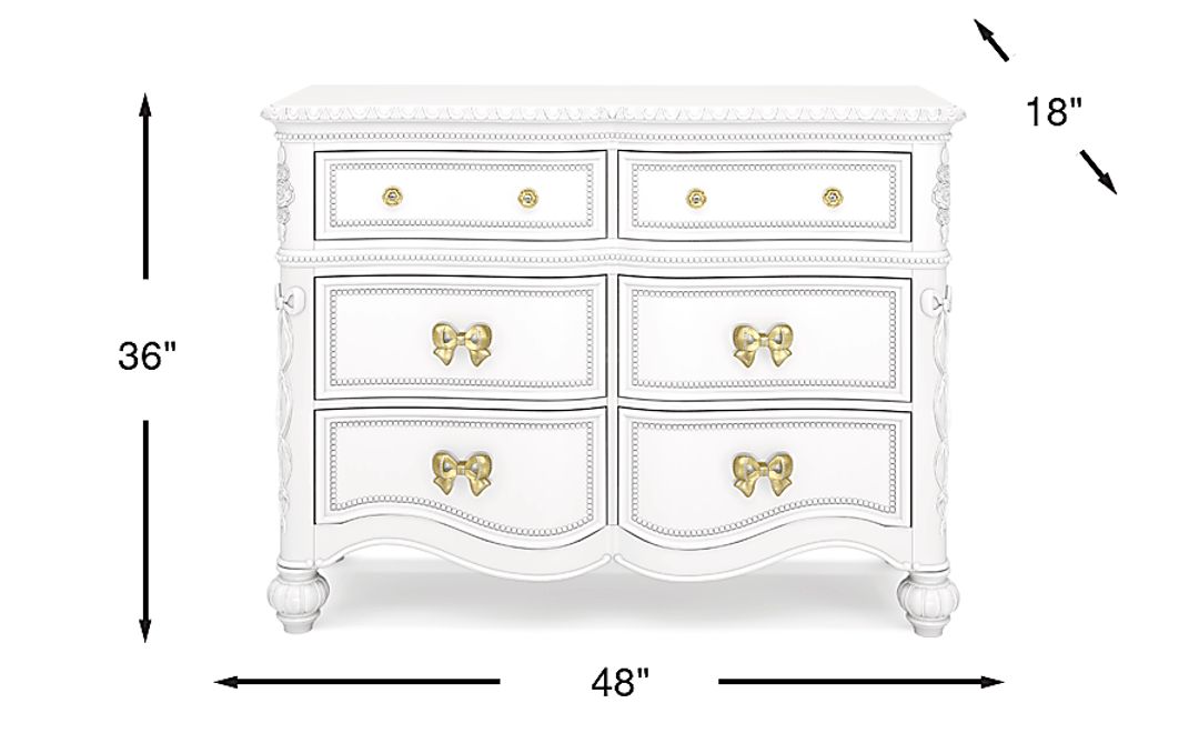Disney Princess Sparkle White 6 Drawer Dresser