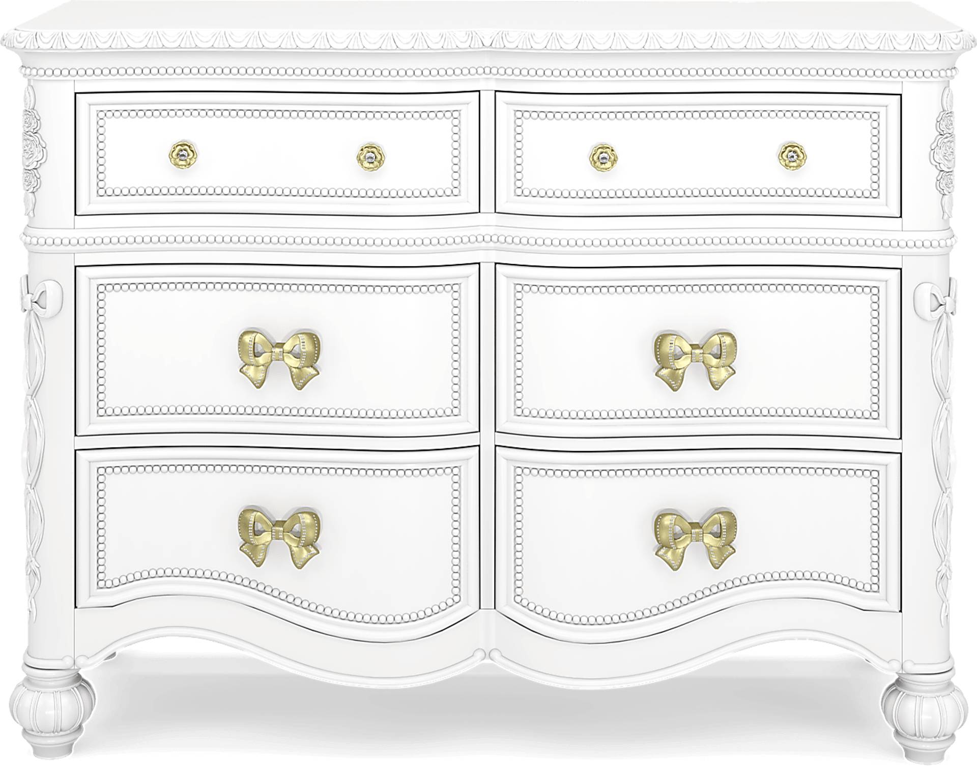 sparkle white 6 drawer dresser