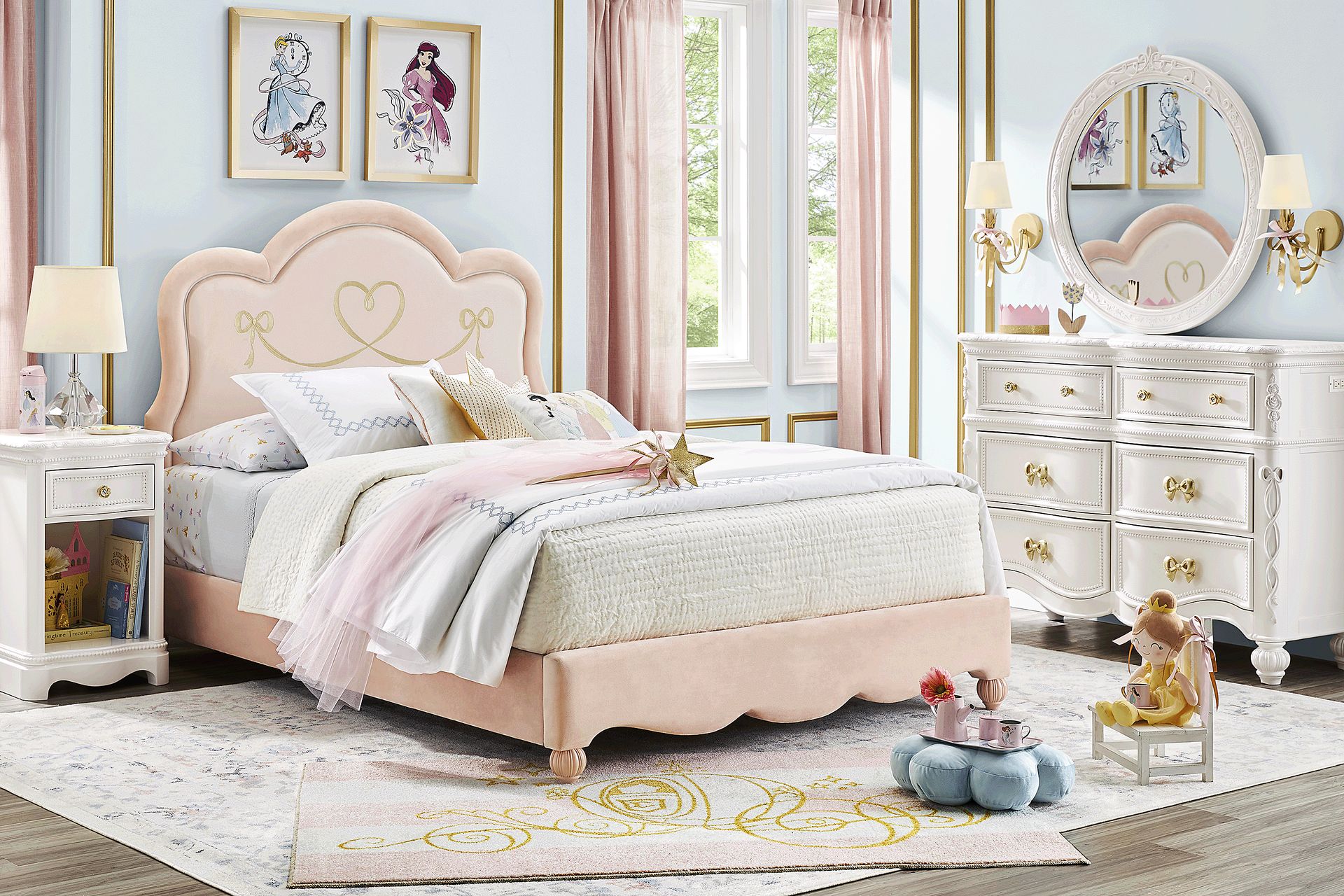 Disney Princess Pink Full Upholstered Bed - Image 2