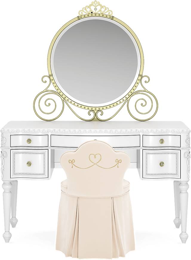 Disney Princess Sparkle White Desk with Carriage Mirror and Vanity Chair - Thumbnail - Image 1