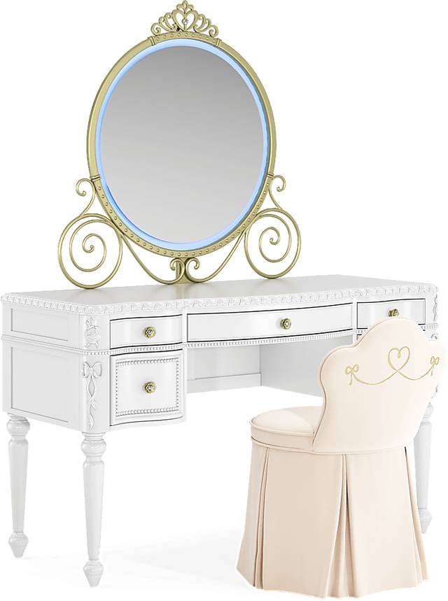 Disney Princess Sparkle White Desk with Carriage Mirror and Vanity Chair - Thumbnail - Image 3