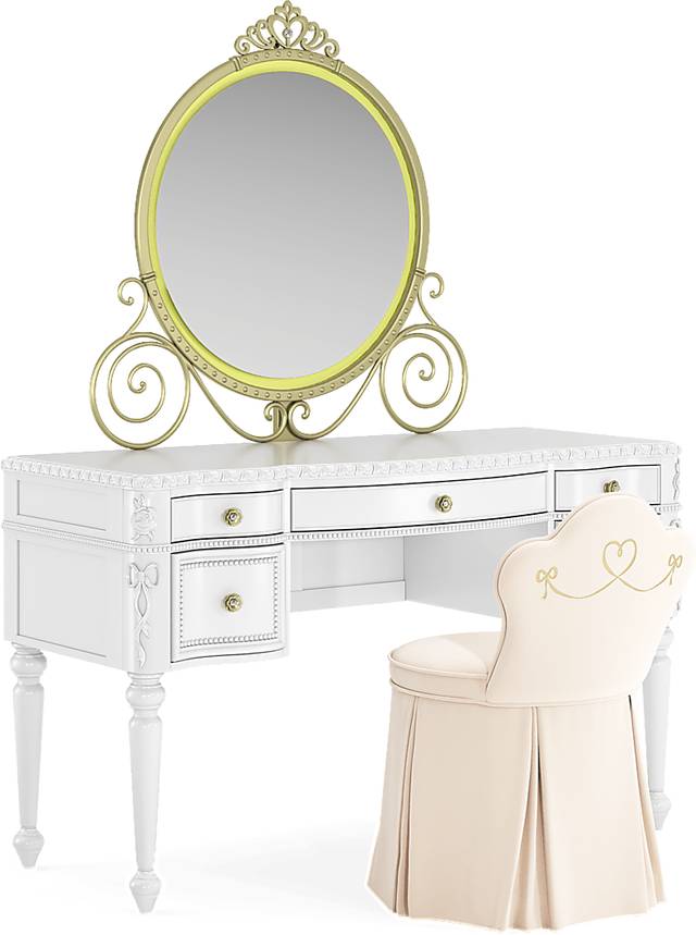 Disney Princess Sparkle White Desk with Carriage Mirror and Vanity Chair - Thumbnail - Image 5